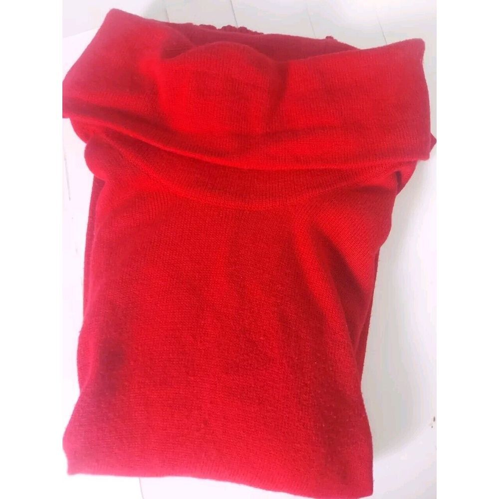 Ralph Lauren Red Turtleneck Sweater Womens M Ribbed Pulloverl LRL Long Sleeve